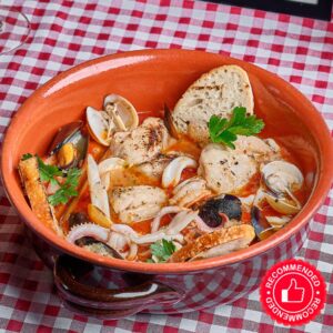 Brodetto di Pesce, Adriatic style seafood stew. To share for 2 persons (Side: toasted sourdough bread)